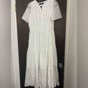 Chic White Lace Midi Dress